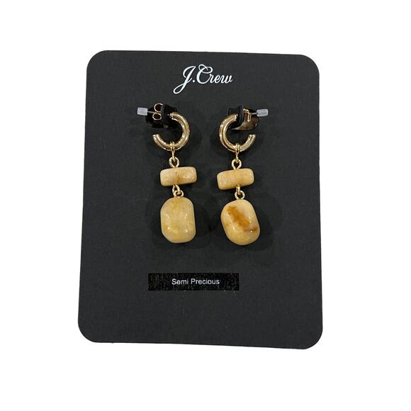 NWT J. Crew Gold/Brown Semiprecious Stone Drop Earrings - Sold Separately - Picture 5 of 11